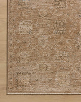 Loloi Willa WIA-01 Clay / Multi Power Loomed Rug - corner on wood