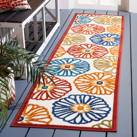 Safavieh Cabana 2'-0" x 10'-0" Rug in Creme / Red