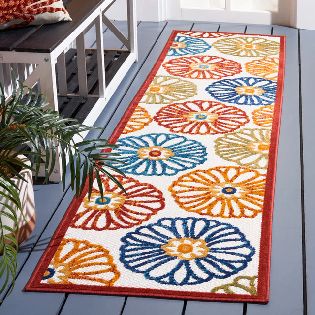 Safavieh Cabana 2'-0" x 10'-0" Rug in Creme / Red