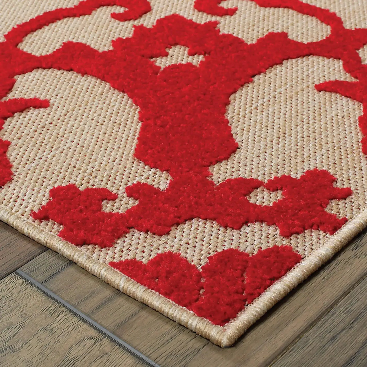Oriental Weavers Sphinx Cayman 097R9 Sand / Red Rugs - corner detail