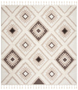 Safavieh Moroccan Tassel Shag 6'-7" x 6'-7" Rug in Ivory / Brown