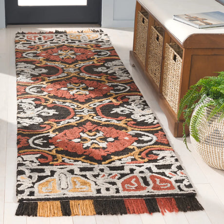 Safavieh Blossom 2'-3" x 8'-0" Rug in Charcoal / Red