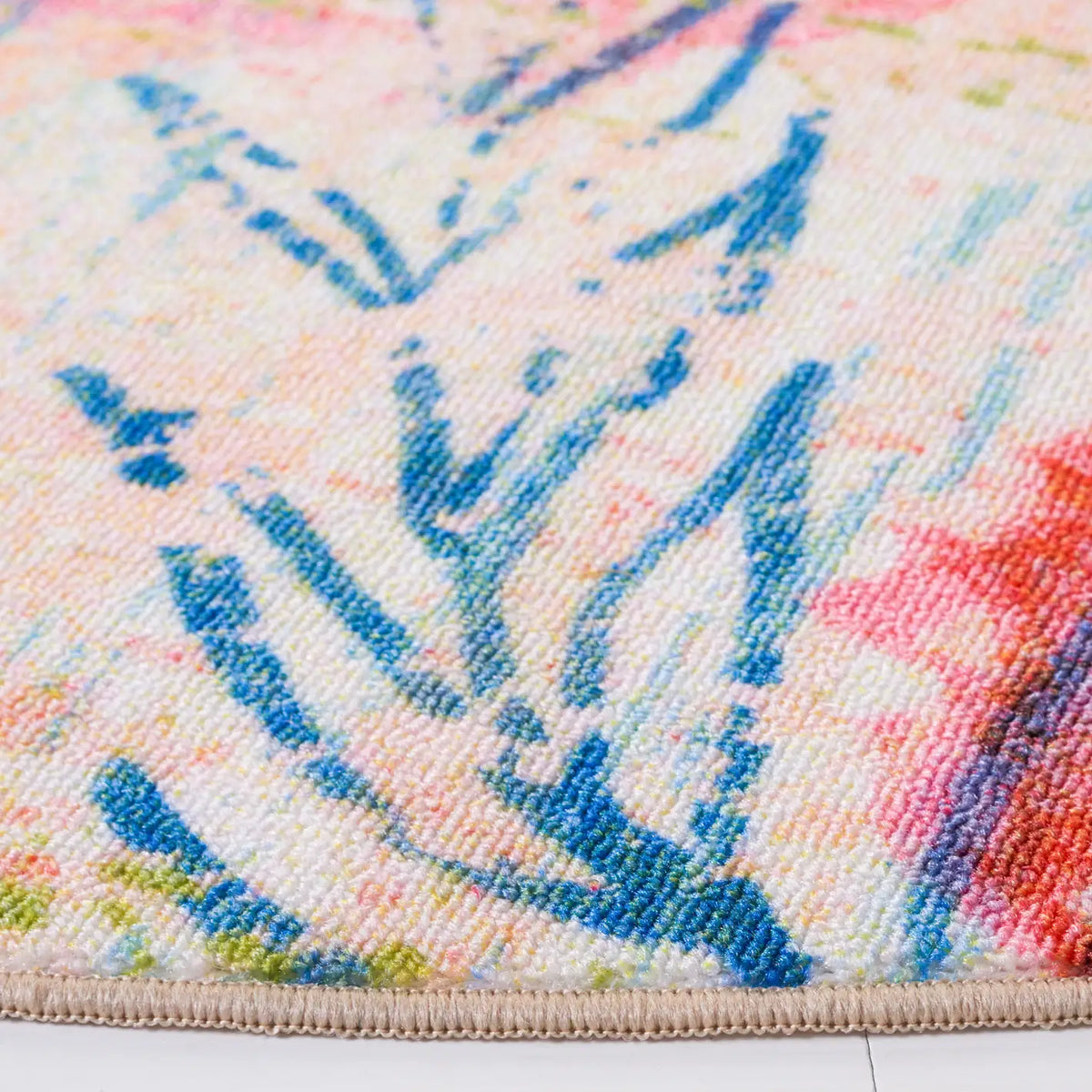 Safavieh Paint Brush 6'-7" x 6'-7" Rug in Blue / Blush Pink