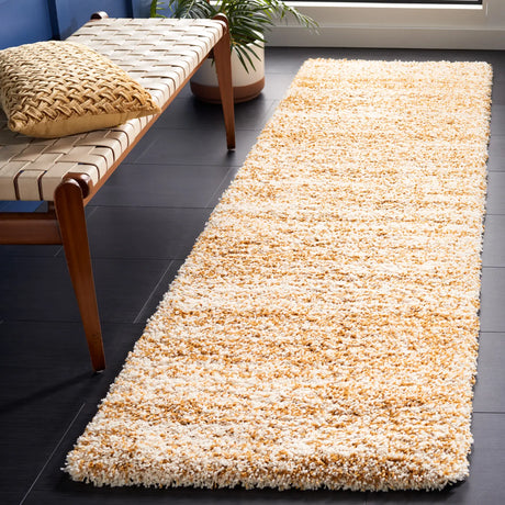 Safavieh Hudson Shag 2'-3" x 12'-0" Rug in Ivory / Gold