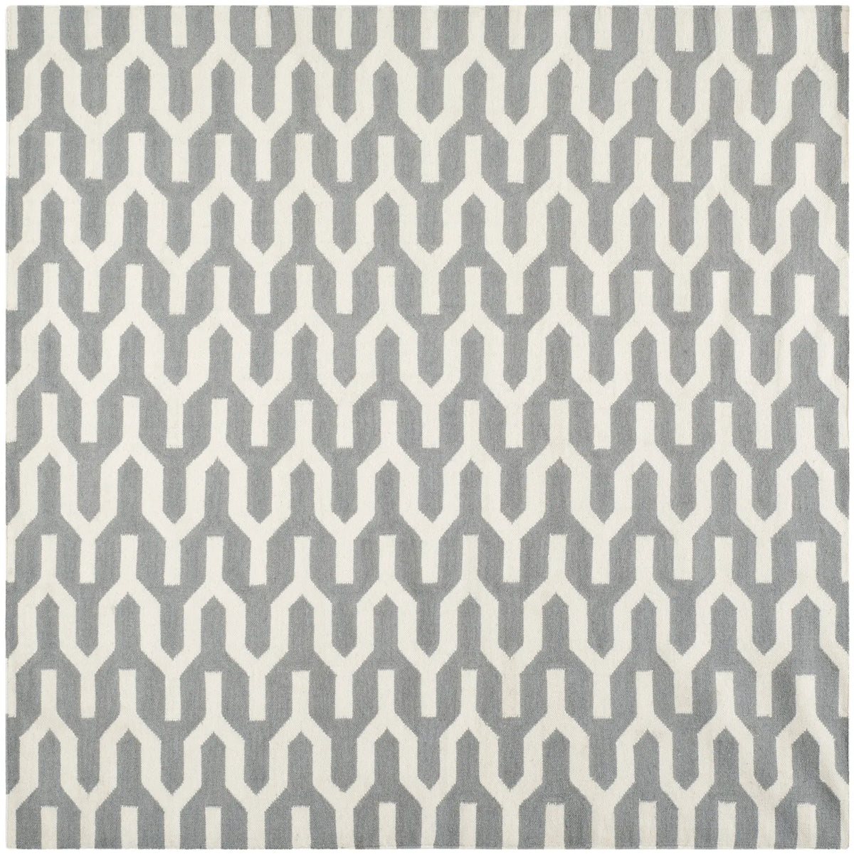 Safavieh Dhurries 7'-0" x 7'-0" Rug in Silver / Ivory