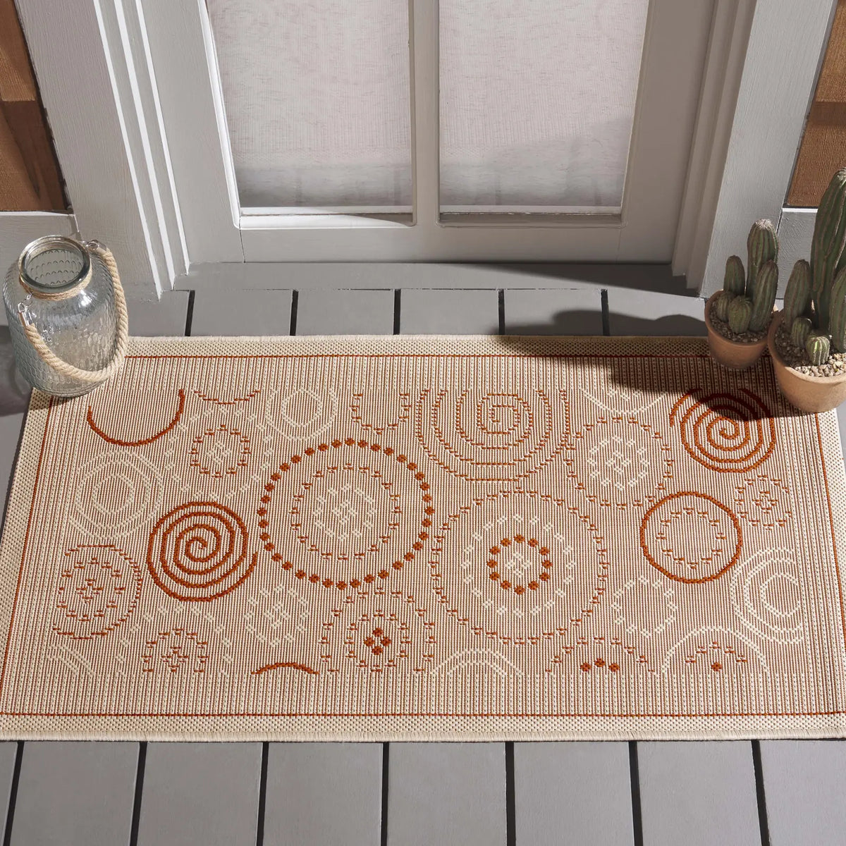 Safavieh Courtyard 2'-0" x 3'-7" Rug in Natural / Terra