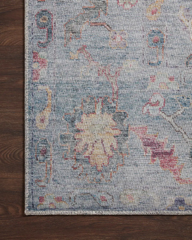 Loloi Elysium Ely-04 Denim/Multi Rug - corner on wood