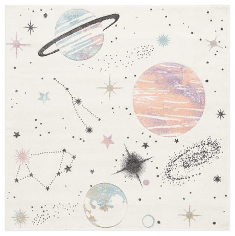 Safavieh Carousel Kids 100 5'-3" x 5'-3" Rug in Ivory / Orange