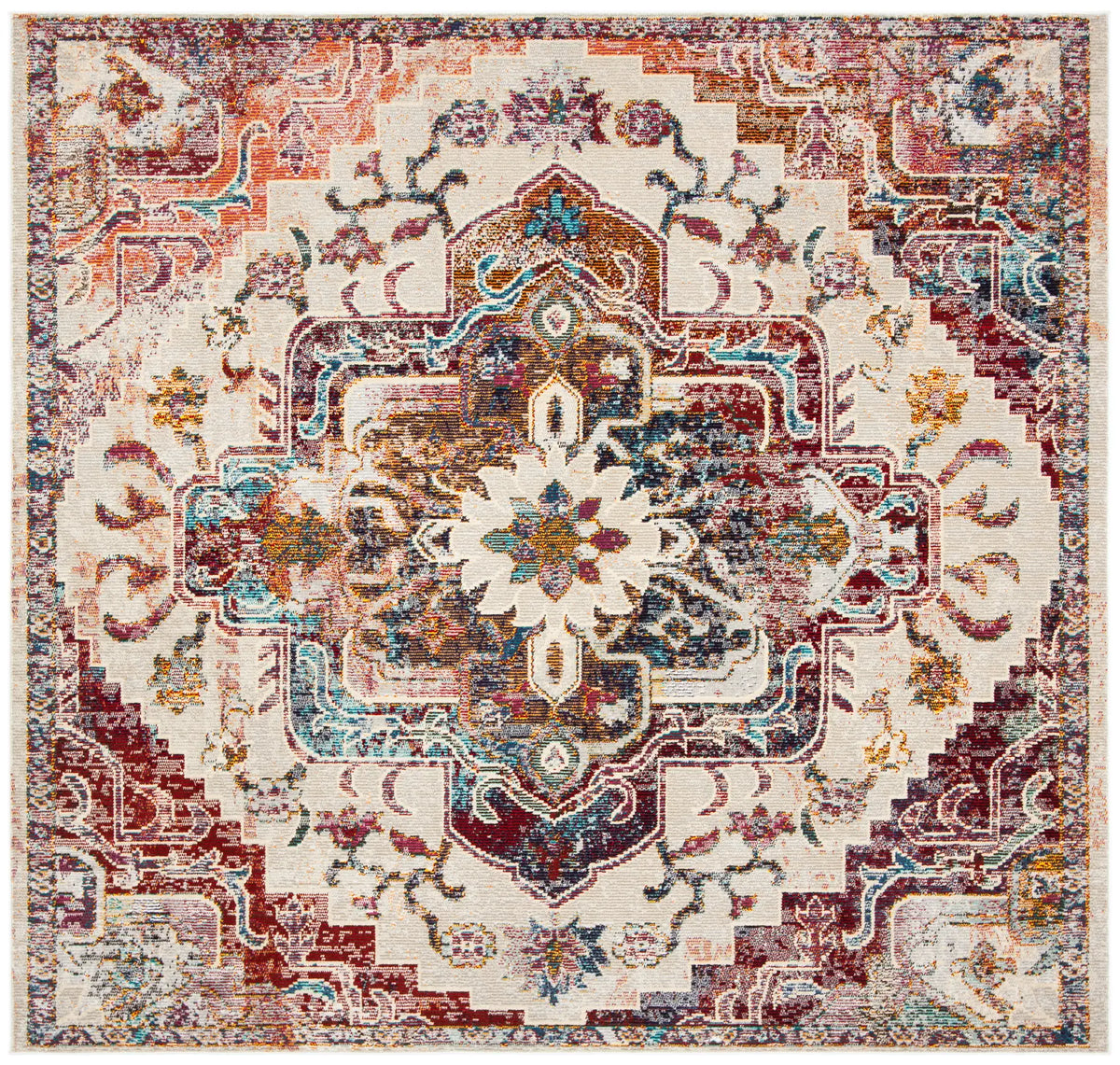 Safavieh Crystal 7'-0" x 7'-0" Rug in Light Blue / Burgundy