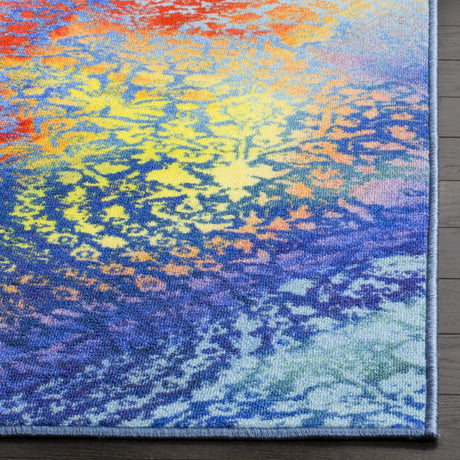 Safavieh Paint Brush 4'-4" x 6'-0" Rug in Blue / Coral