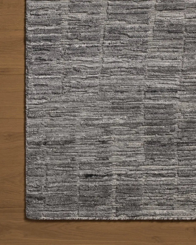 Jean Stoffer x Loloi Daniel DAN-01 Slate Rug - corner on wood
