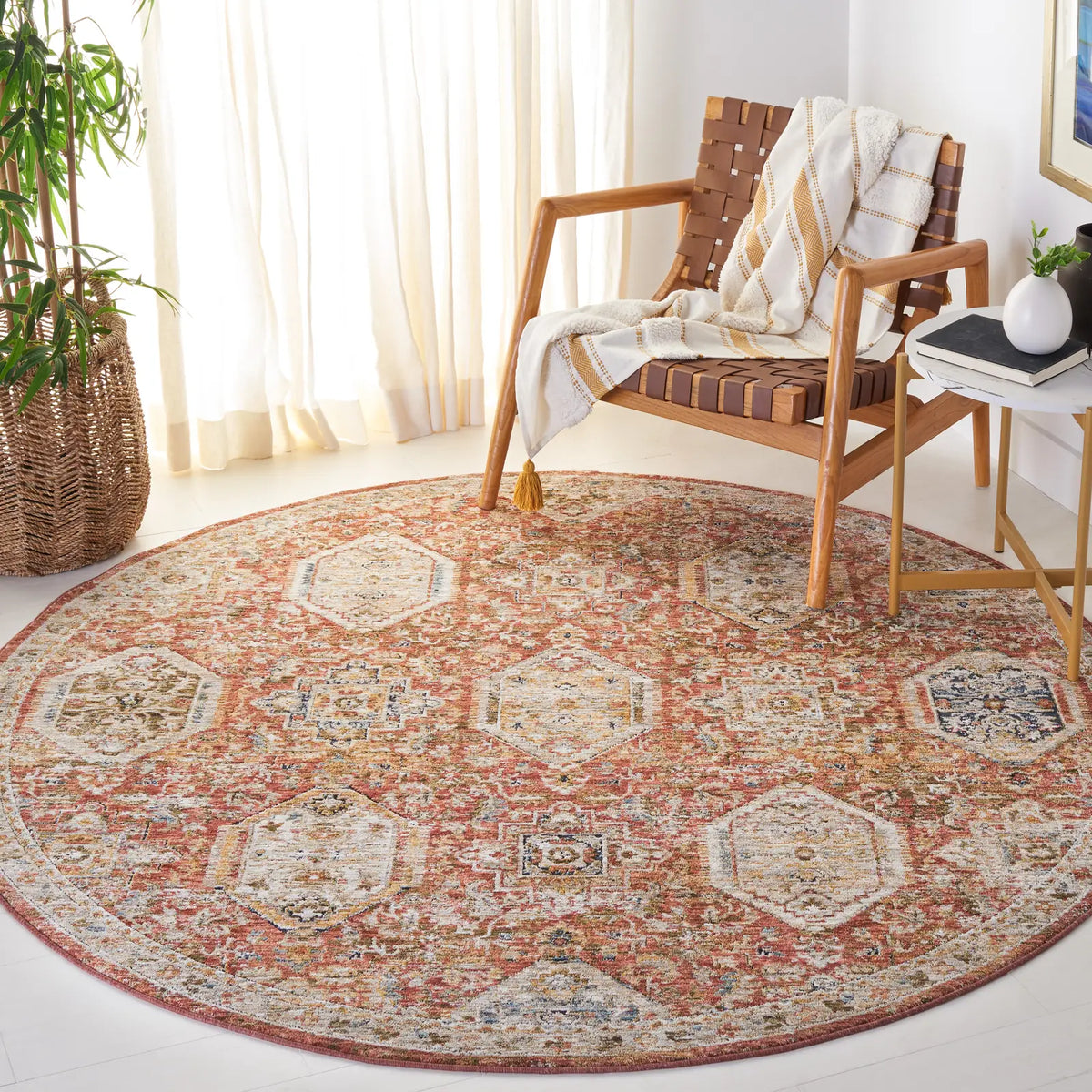Safavieh Silverado 6'-4" x 6'-4" Rug in Rust / Blue