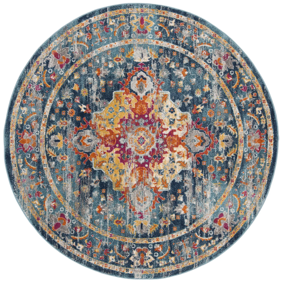 Safavieh Madison 5'-1" x 5'-1" Rug in Teal / Fuchsia