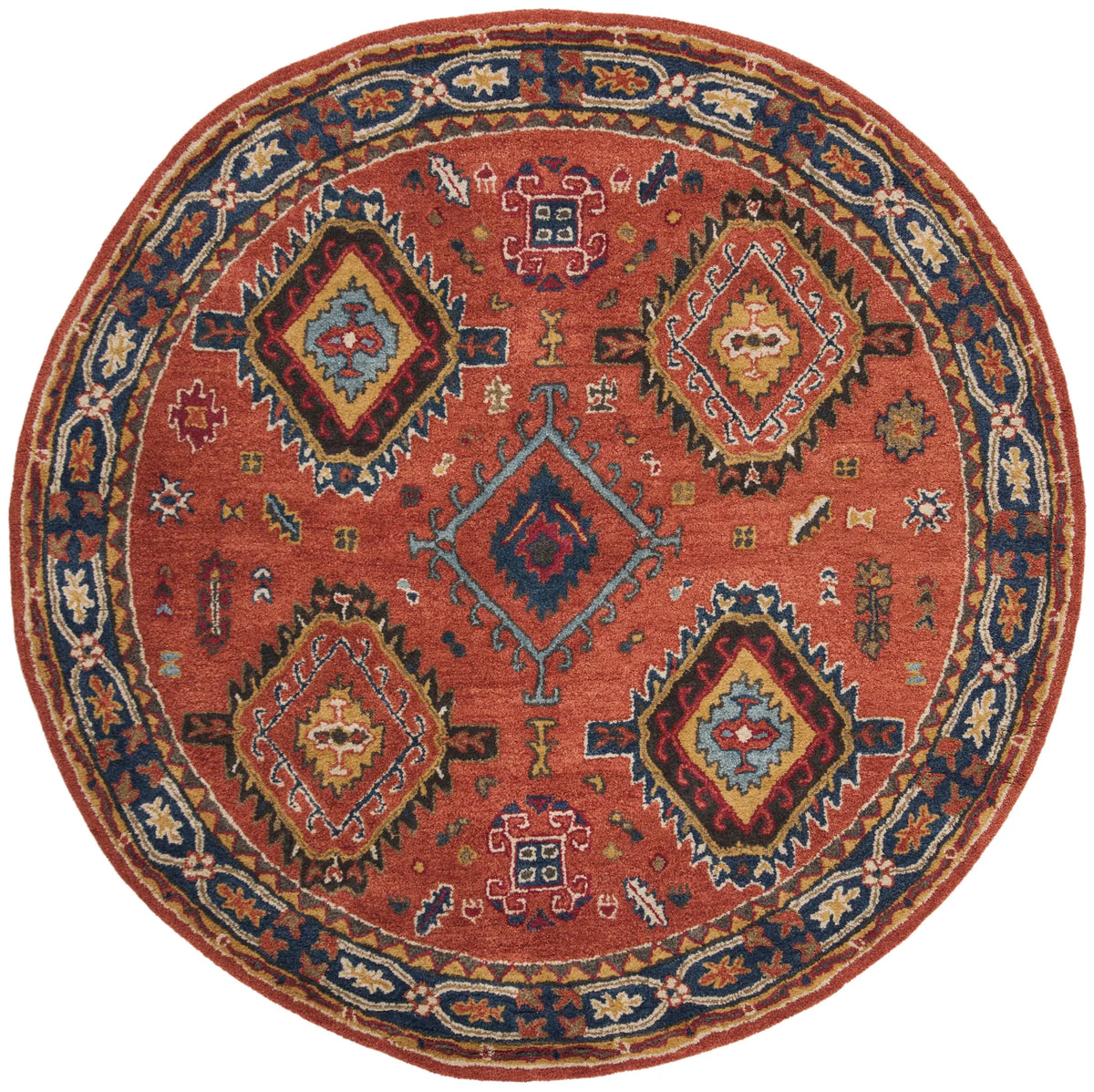 Safavieh Heritage 5'-0" x 5'-0" Rug in Rust / Navy