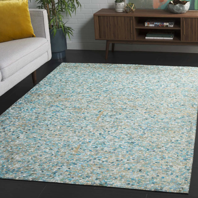 Safavieh Studio Leather 4'-0" x 6'-0" Rug in Turquoise / Gold