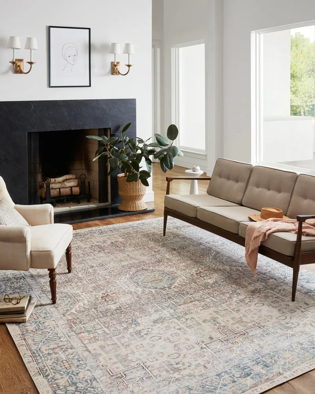 Chris Loves Julia x Loloi Jules 7-Jul Natural / Ocean Rug - room scene 1