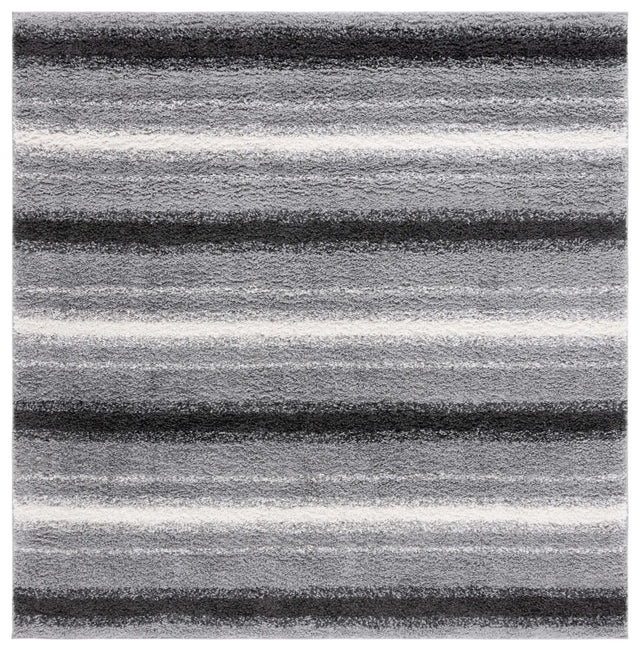 Safavieh Border & Stripe Shag 200 6'-7" x 6'-7" Rug in Grey / Black