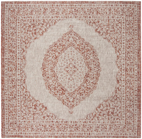 Safavieh Courtyard 6'-7" x 6'-7" Rug in Light Beige / Terracotta
