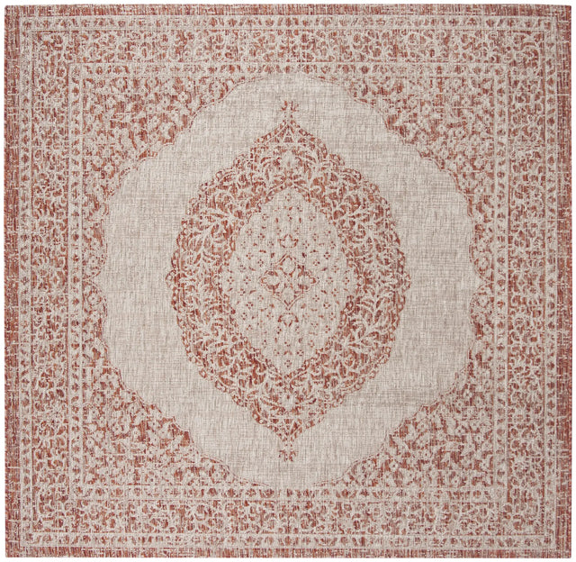 Safavieh Courtyard 6'-7" x 6'-7" Rug in Light Beige / Terracotta