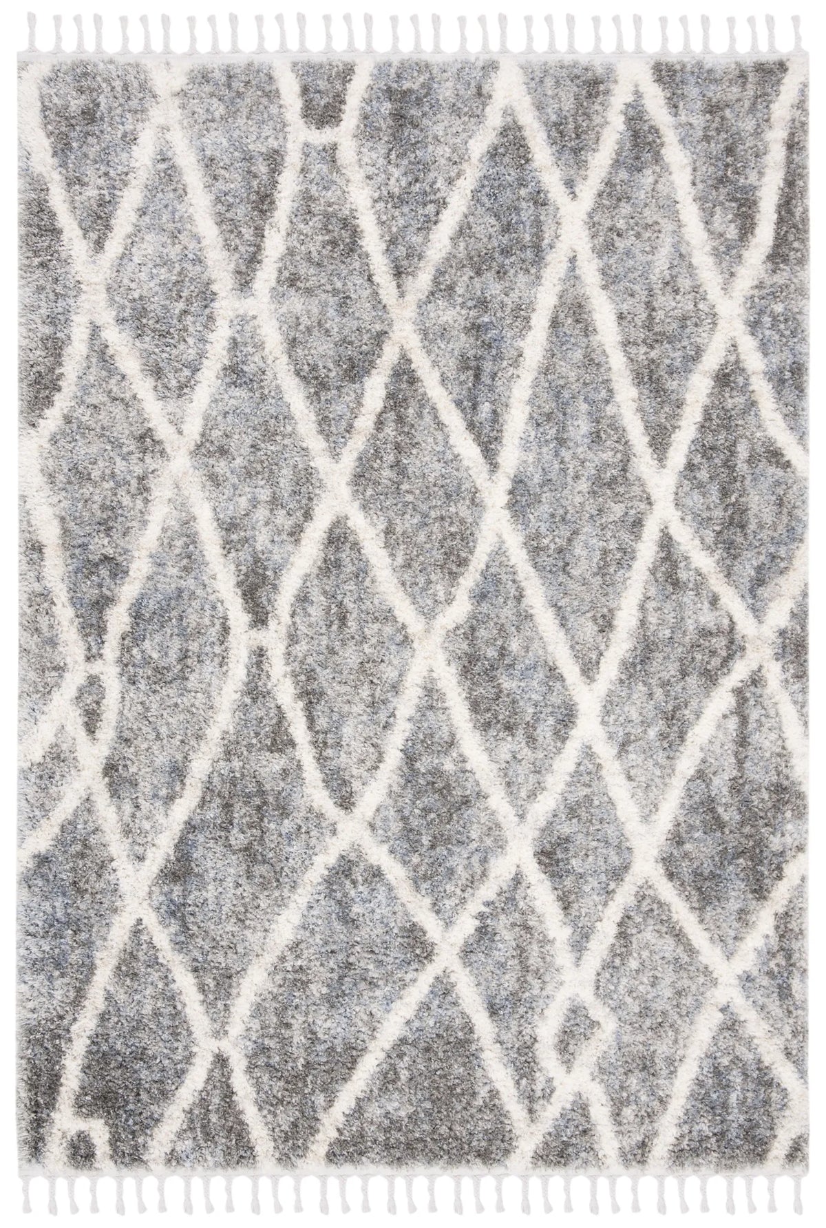 Safavieh Berber Fringe Shag 5'-3" x 7'-6" Rug in Dark Grey / Cream