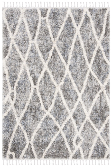 Safavieh Berber Fringe Shag 5'-3" x 7'-6" Rug in Dark Grey / Cream