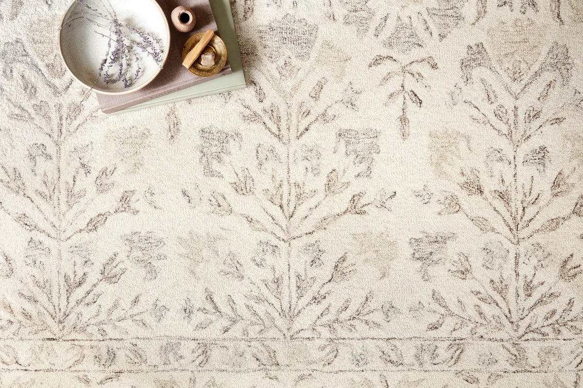 Loloi Norabel Nor-02 Ivory/Neutral Rugs - styled aerial 1
