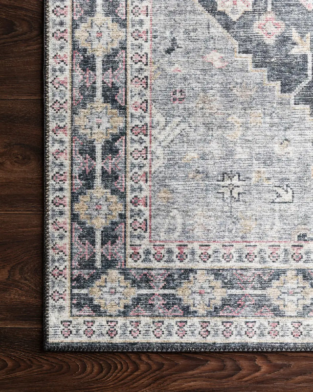 Loloi Skye Sky-02 Charcoal/Multi Rugs - corner on wood