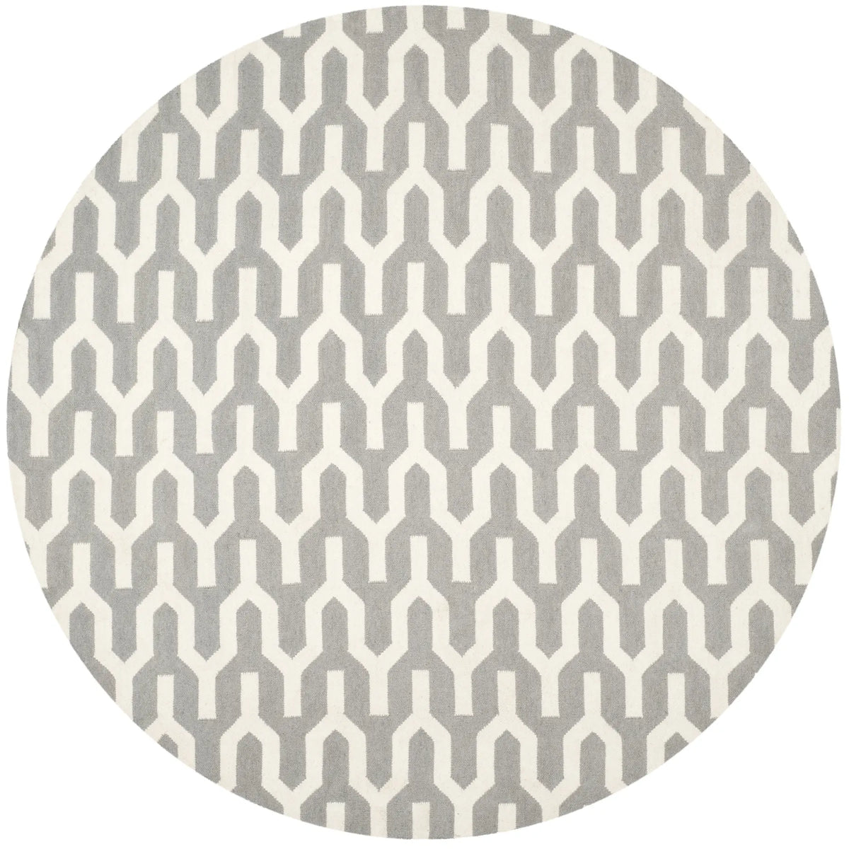 Safavieh Dhurries 7'-0" x 7'-0" Rug in Silver / Ivory