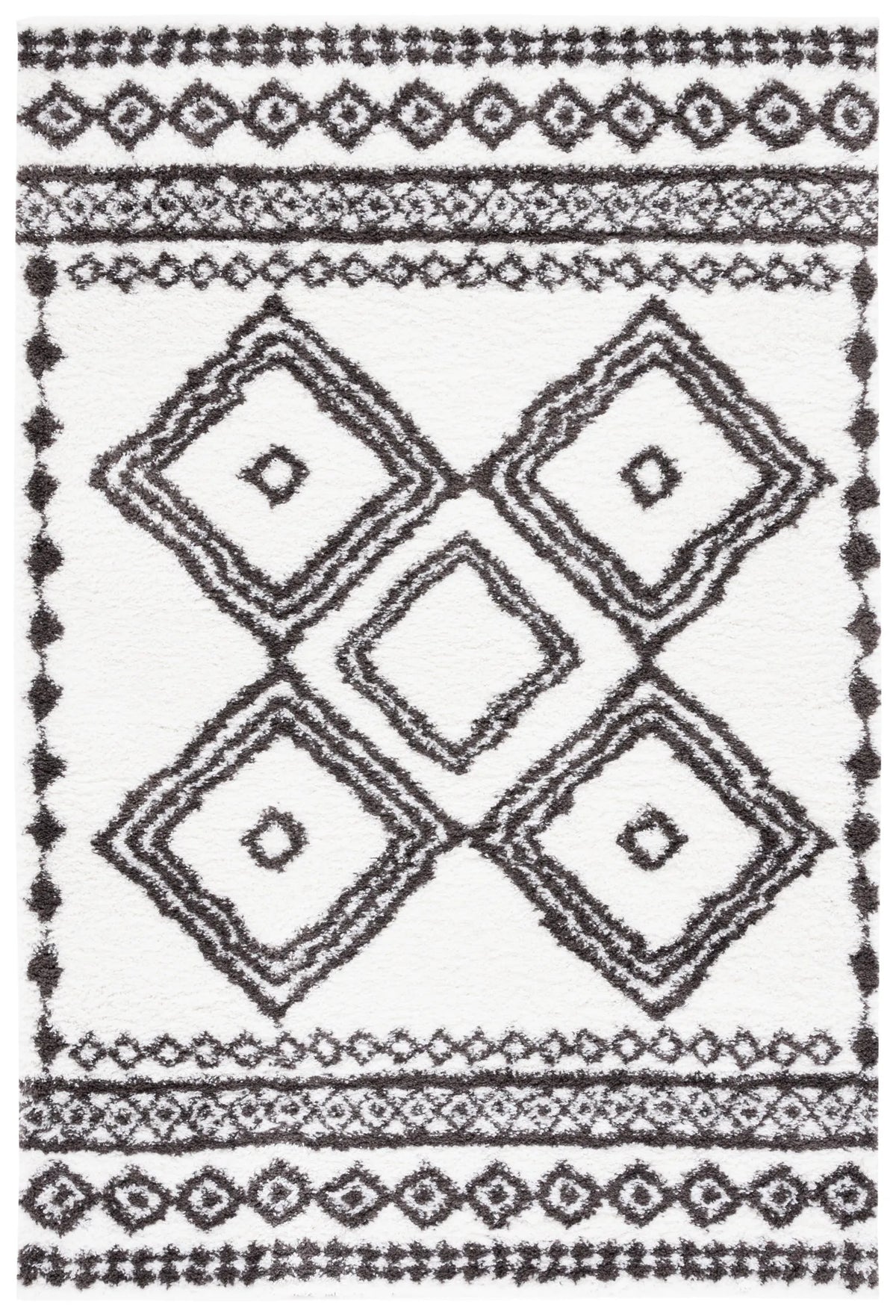 Safavieh Berber Shag 4'-5" x 6'-5" Rug in Ivory / Dark Grey
