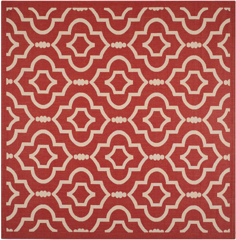 Safavieh Courtyard 7'-10" x 7'-10" Rug in Red / Bone