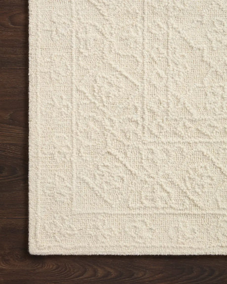 Loloi Cecelia Cec-01 Ivory/Ivory Rug - corner on wood