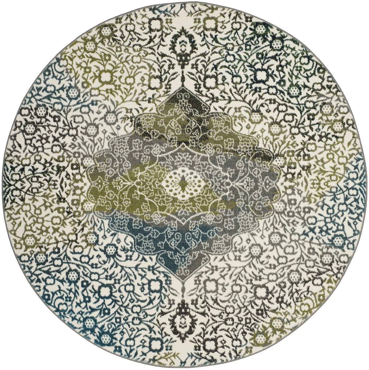 Safavieh Watercolor 6'-7" x 6'-7" Rug in Ivory / Peacock Blue