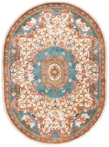 Safavieh Classic 4'-6" x 6'-6" Rug in Ivory / Light Blue