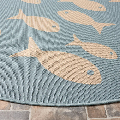 Safavieh Courtyard 5'-3" x 5'-3" Rug in Aqua / Beige