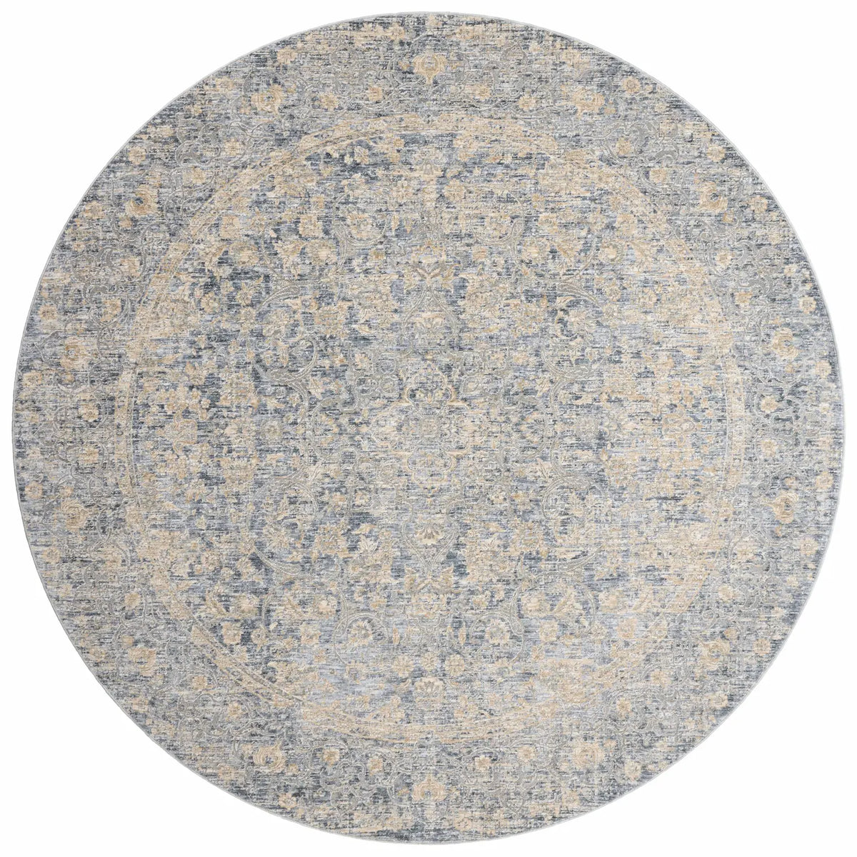 Loloi Pandora Pan-01 Blue / Gold Rugs - round flat