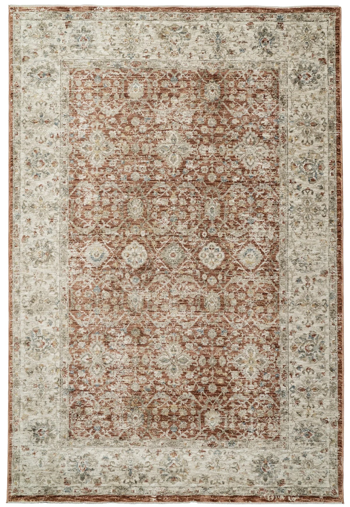 Dynamic Rugs Luminous 17603 Power Loomed Traditional Rust/Cream Rug - Rectangular