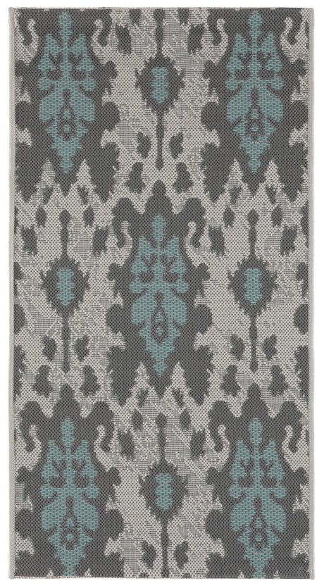 Safavieh Courtyard 2'-0" x 3'-7" Rug in Ltgy Anthracite / Aqua Weft