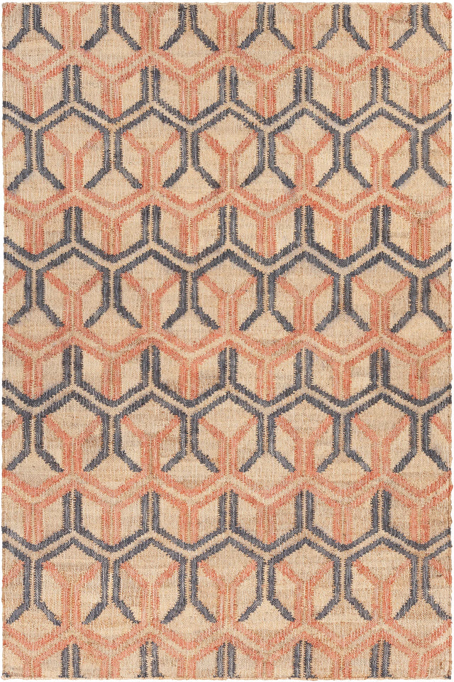 Chandra Ethel ETH-52803 Orange / Black / Natural rug, flat view