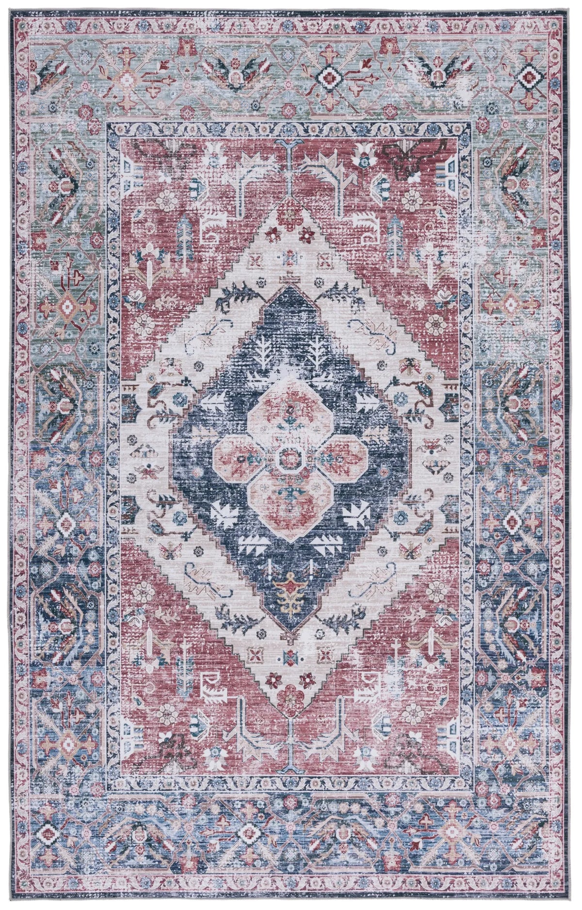 Safavieh Tucson 4'-0" x 6'-0" Rug in Rust / Navy