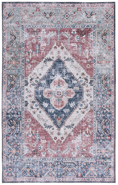 Safavieh Tucson 4'-0" x 6'-0" Rug in Rust / Navy