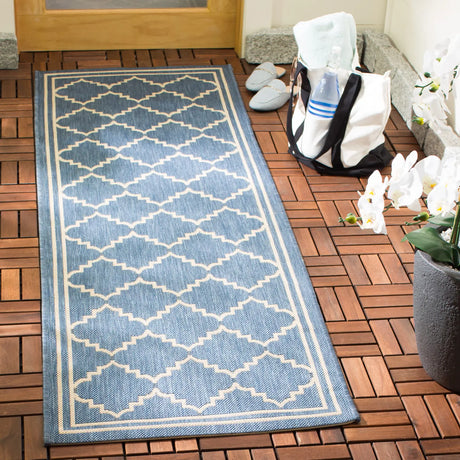 Safavieh Courtyard 2'-3" x 10'-0" Rug in Blue / Beige