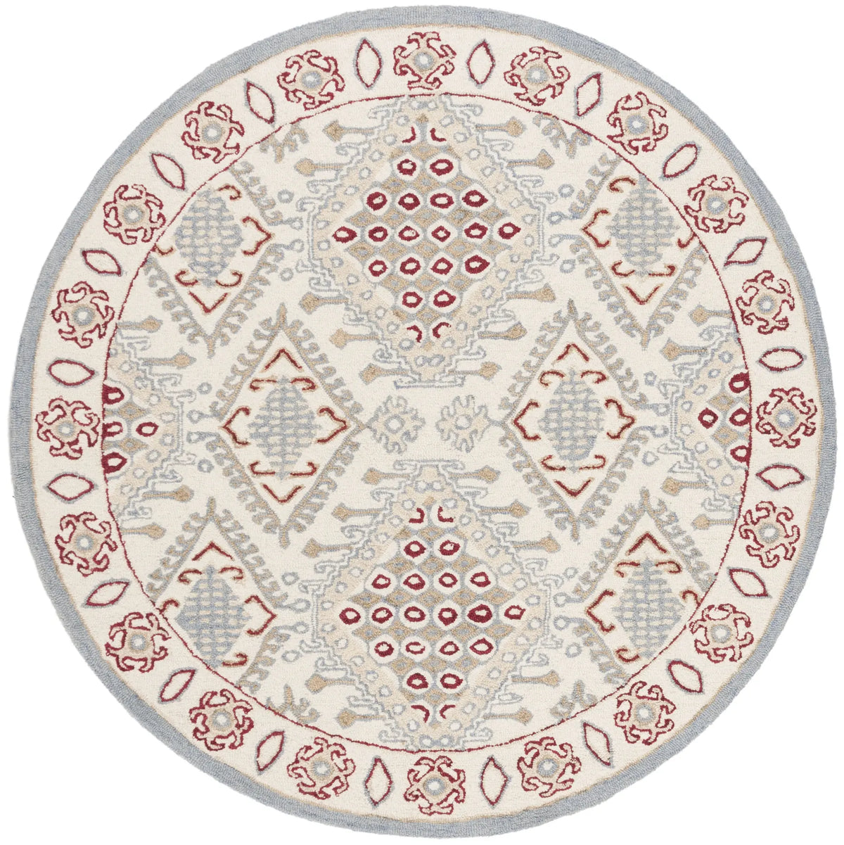 Safavieh Micro-Loop 5'-0" x 5'-0" Rug in Ivory / Red