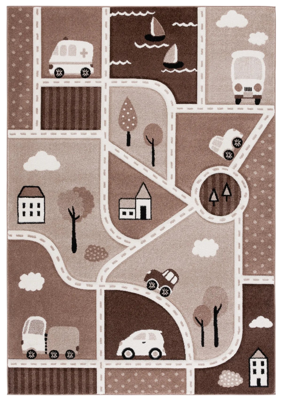 Safavieh Carousel Kids 100 4'-0" x 6'-0" Rug in Brown / Beige