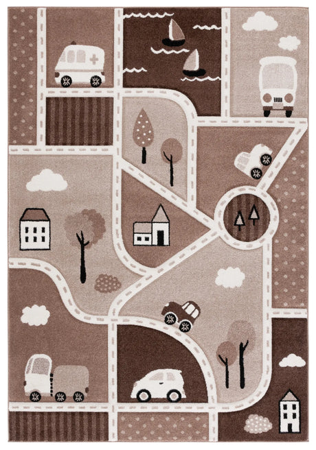 Safavieh Carousel Kids 100 4'-0" x 6'-0" Rug in Brown / Beige