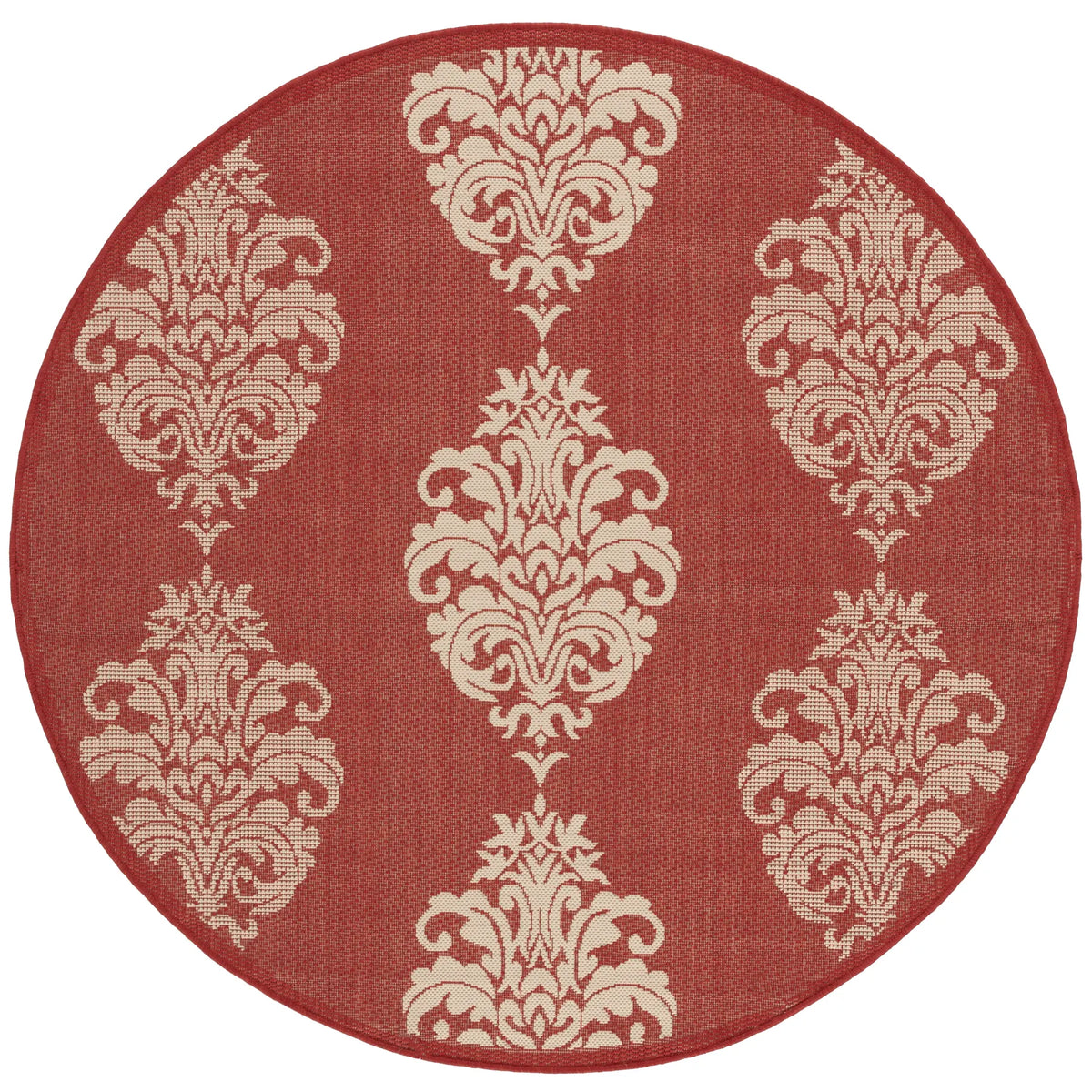 Safavieh Courtyard 5'-3" x 5'-3" Rug in Red / Natural