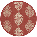 Safavieh Courtyard 5'-3" x 5'-3" Rug in Red / Natural