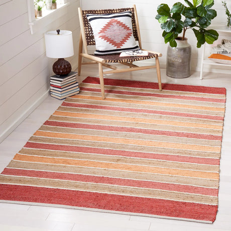 Safavieh Striped Kilim 4'-0" x 6'-0" Rug in Rust / Red
