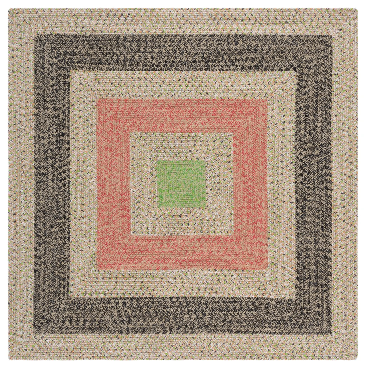 Safavieh Braided 5'-0" x 5'-0" Rug in Black / Light Green