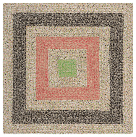 Safavieh Braided 5'-0" x 5'-0" Rug in Black / Light Green