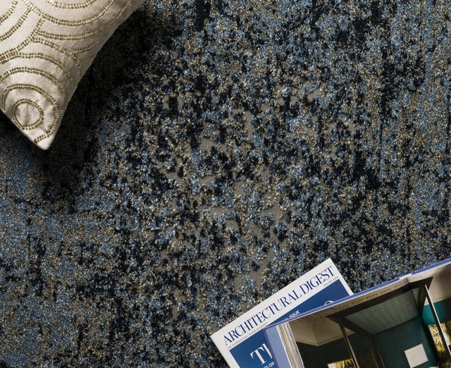 Loloi Viera VR-07 Grey / Navy Rugs - styled aerial 1